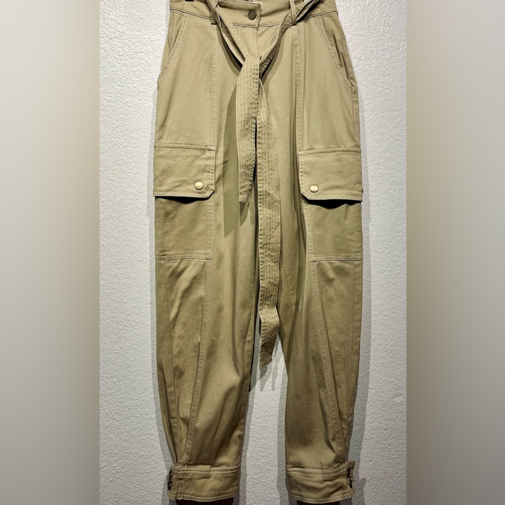 Moon River Tan Fitted Cargo Trousers - Size S (Women’s)